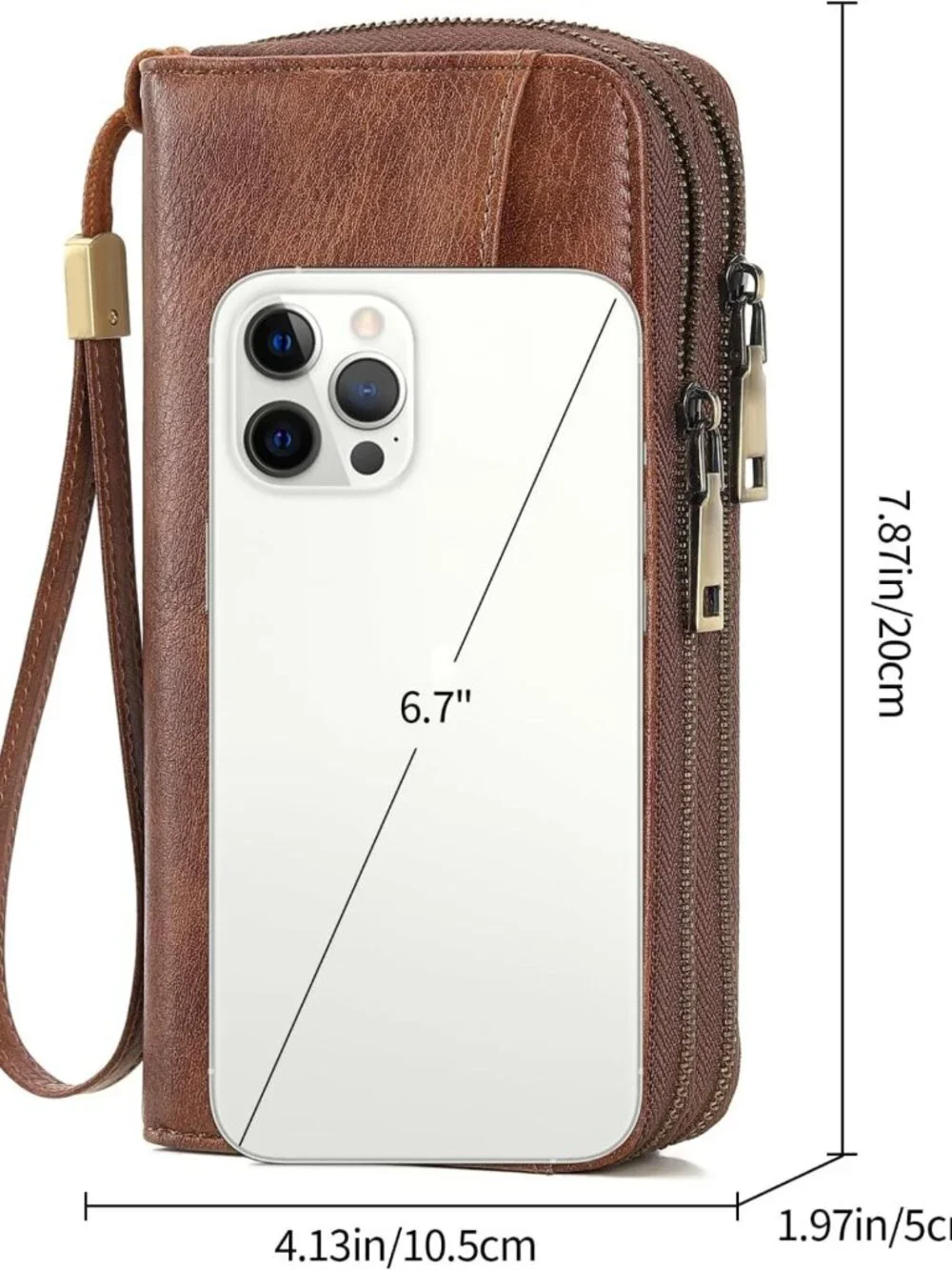 Large Capacity RFID Blocking Leather Wallet - Double Zipper Clutch & Card Holder